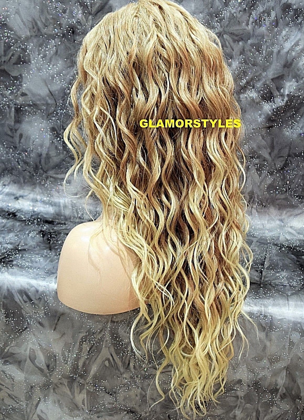 LACE FRONT FULL WIG LONG CURLY LAYERED MEDIUM BLONDE MIX T27.613 HEAT OK NWT