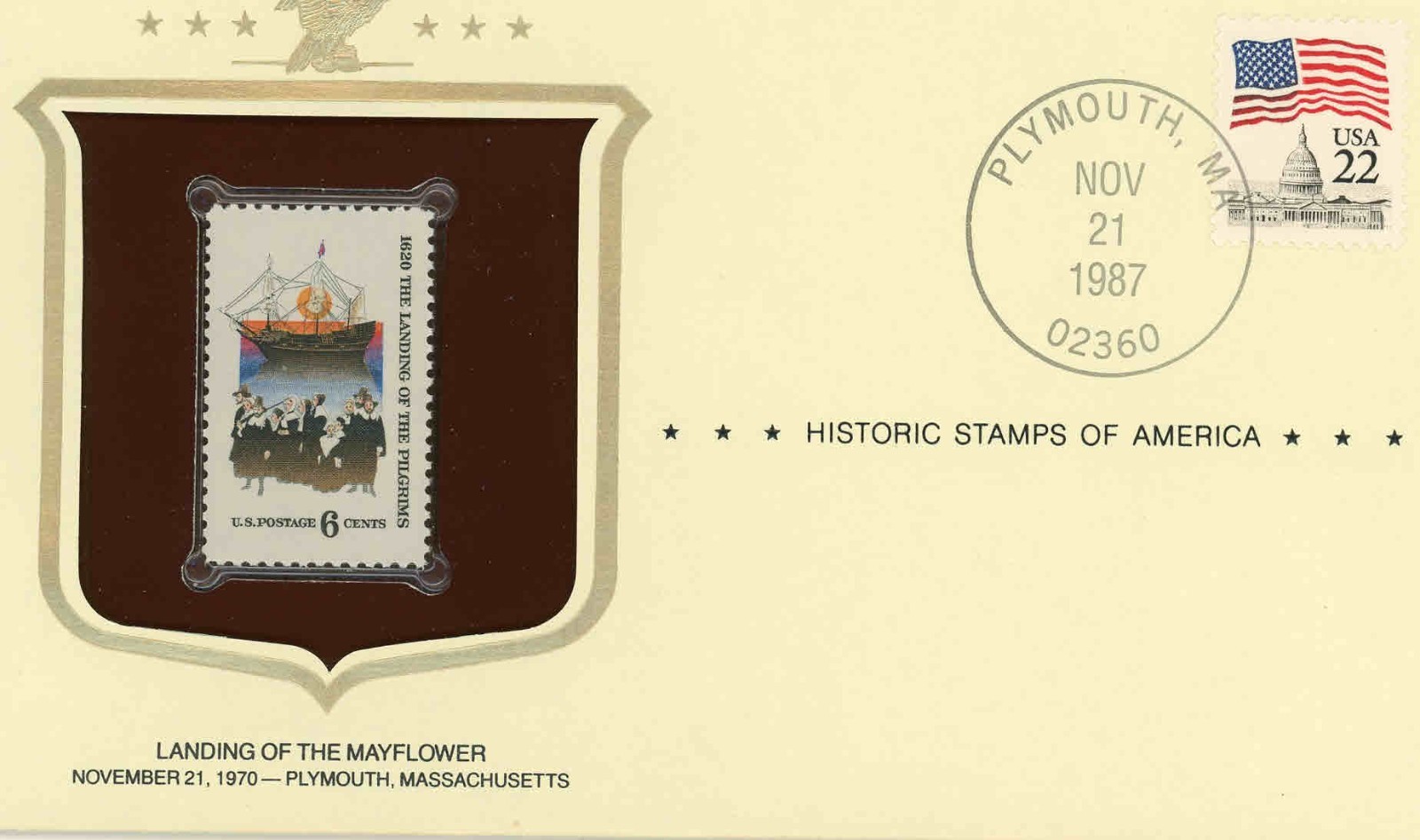 Historic Stamps of America: Landing of The Mayflower #1420 - free shipping