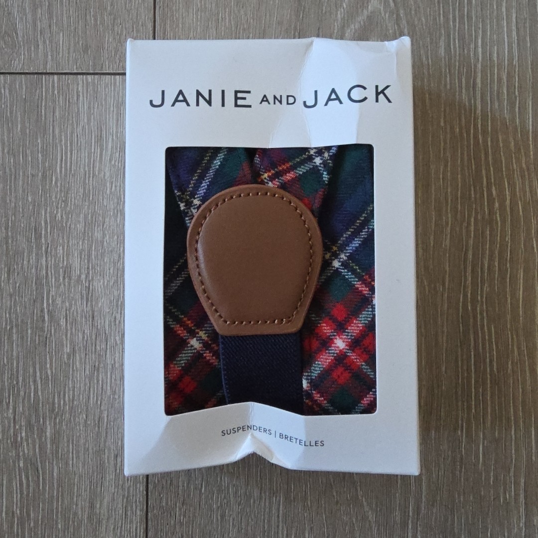 Janie and Jack Plaid Suspenders Kids Size 10-12