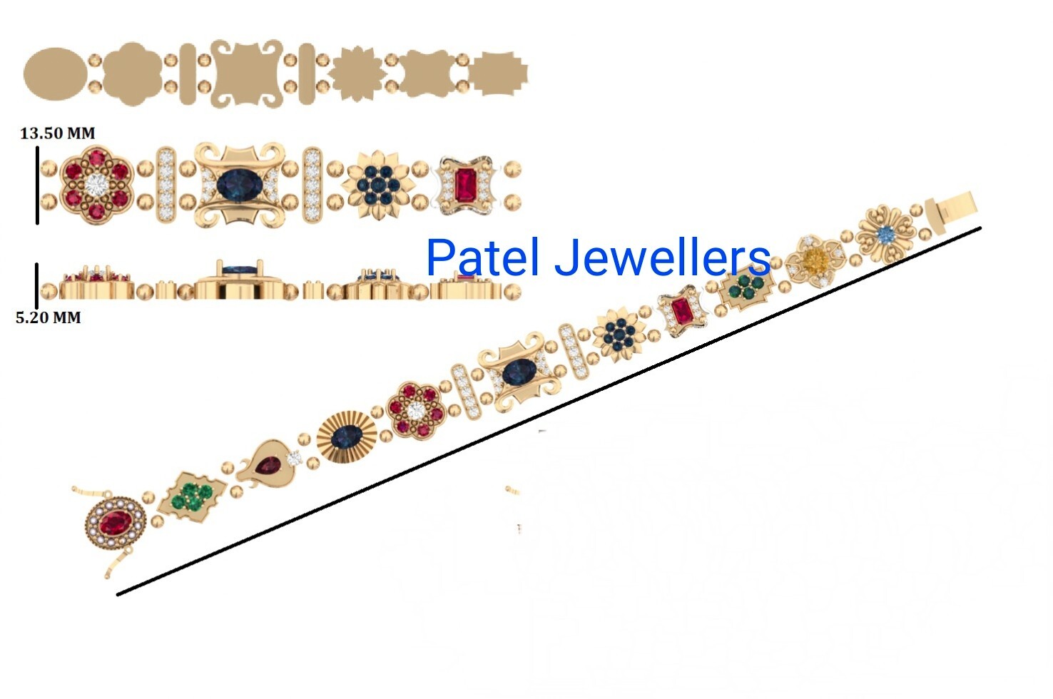 5.50 Ct multi gemstone &Simulated Diamond Tennis Bracelet 14k Yellow Gold Finish