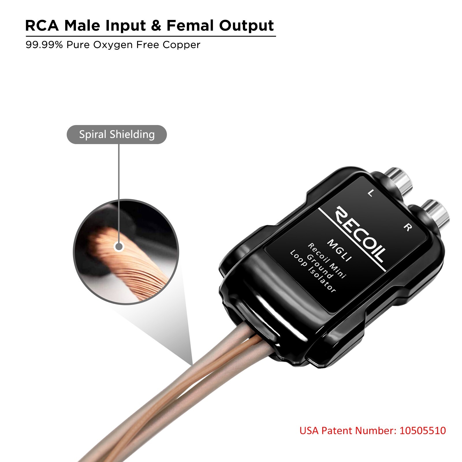 RECOIL MGLI 2-Channel RCA Stereo Ground Loop Noise Isolator