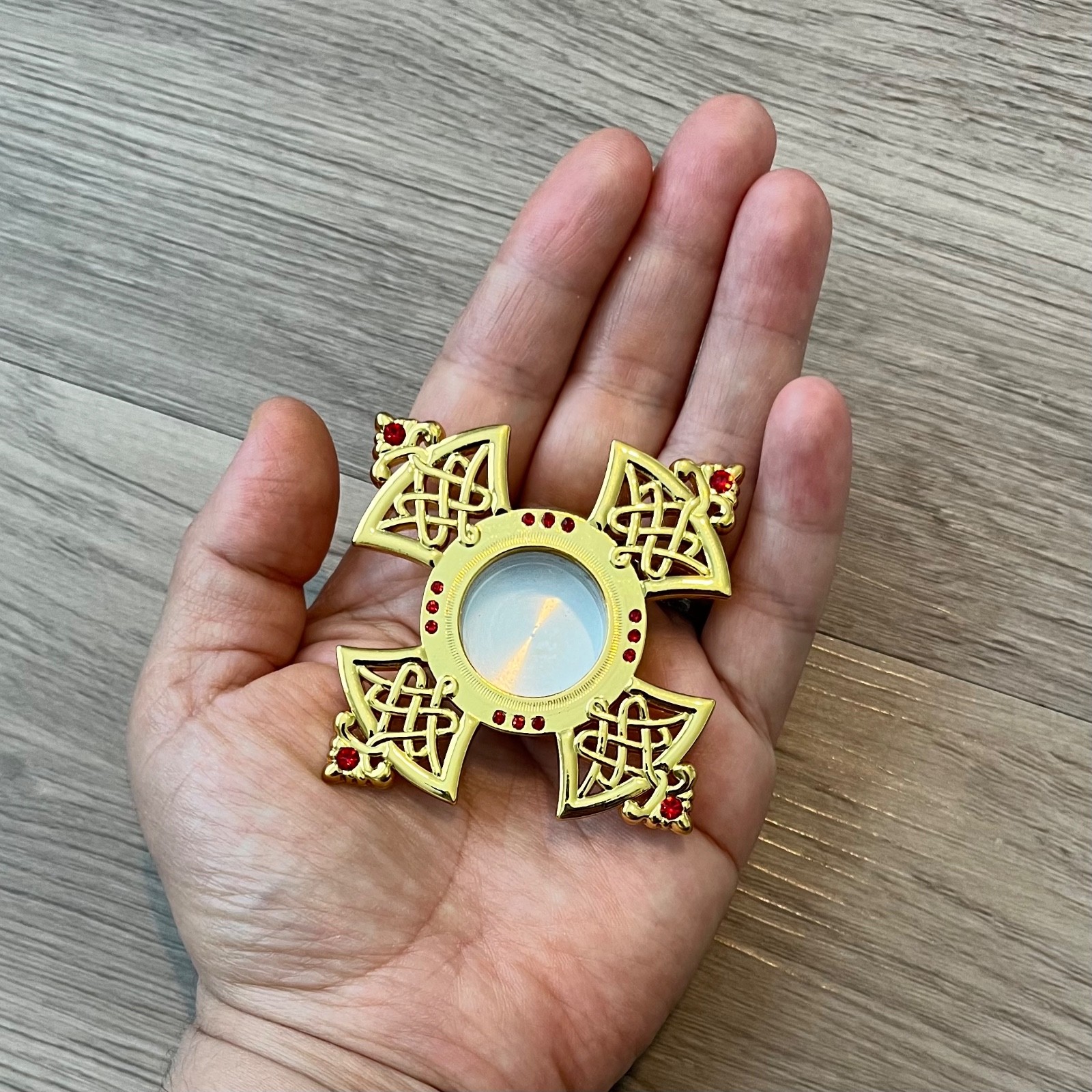 Personal Reliquary Relic Case 2” Golden Tone Red Stones Box Relics Catholic