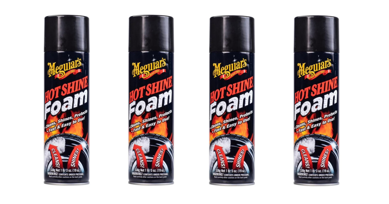 Meguiar's Hot Shine Tire Foam - High Goss Tire Shine that Cleans and Shines 4PK