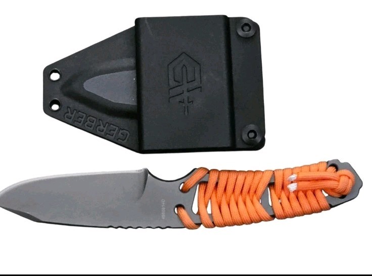 Gerber Bear Grylls Orange Paracord Knife with Sheath Full Tang Fixed Blade