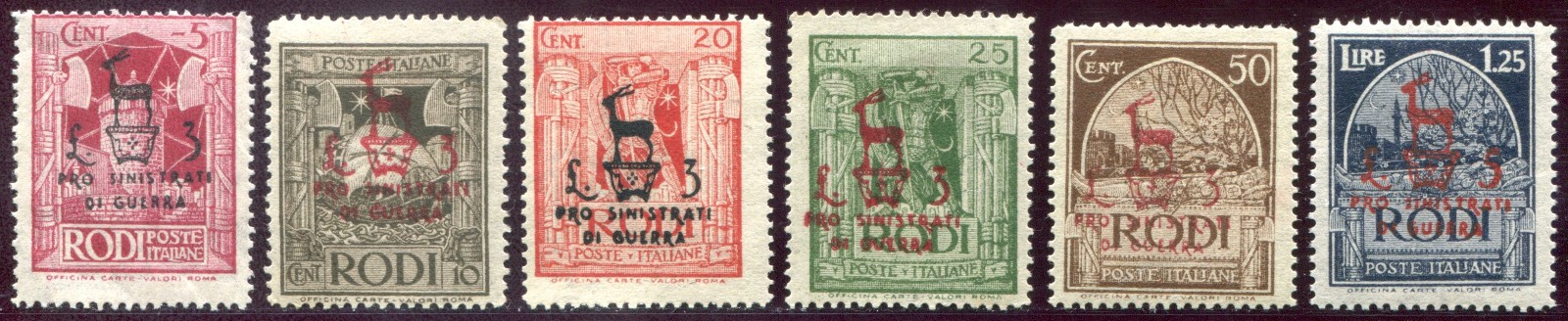 1944 Aegean series of 6 val. overprinted Pro Sinistrati series of 6 val. new **