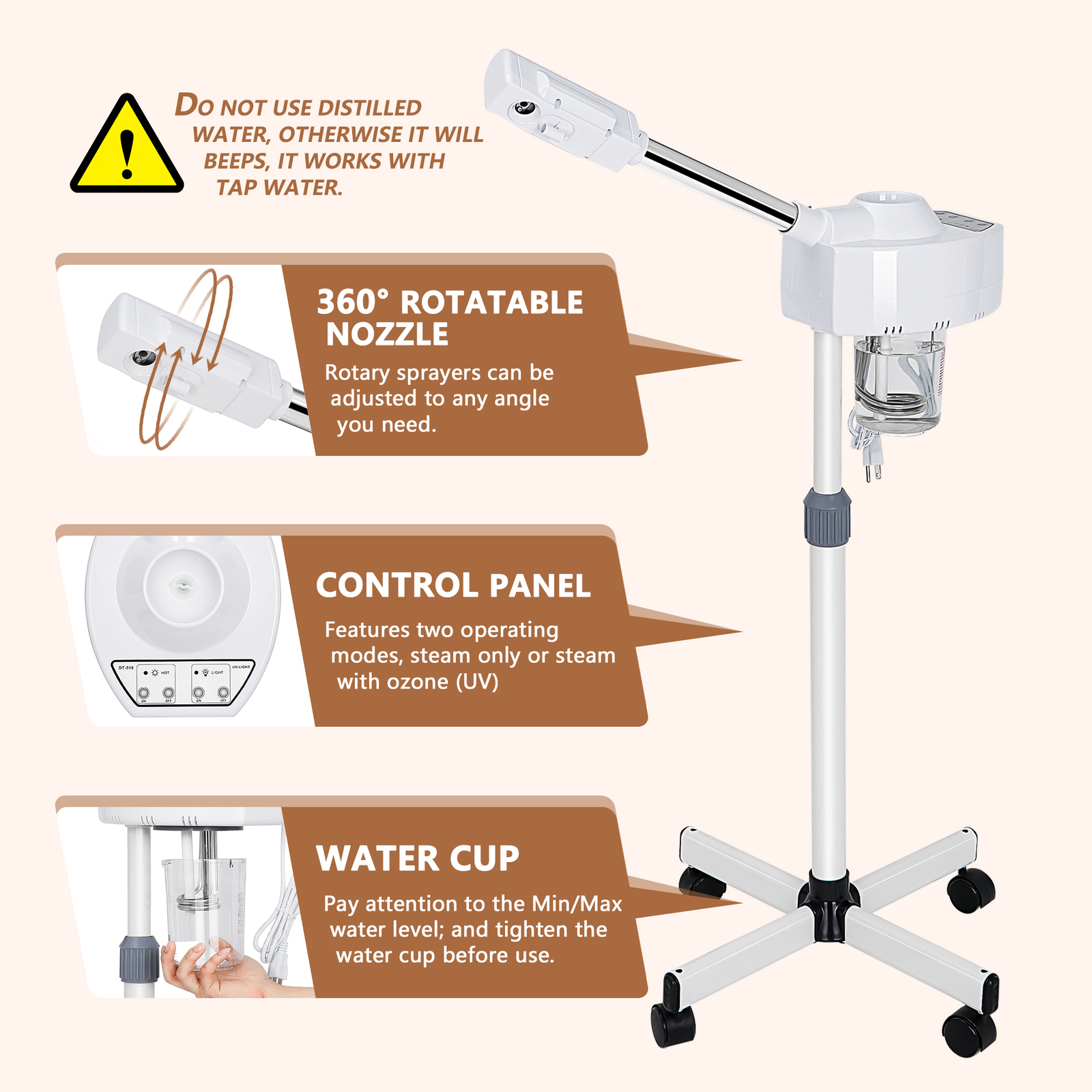 Facial Steamer Spa UV Hot Ozone Professional Beauty Salon Skin Care Equipment