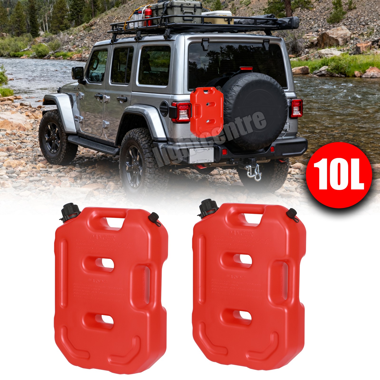2x 2.6Gallon 10L Fuel Can Emergency Backup Gas Tank for ATV UTV Offroad 4WD