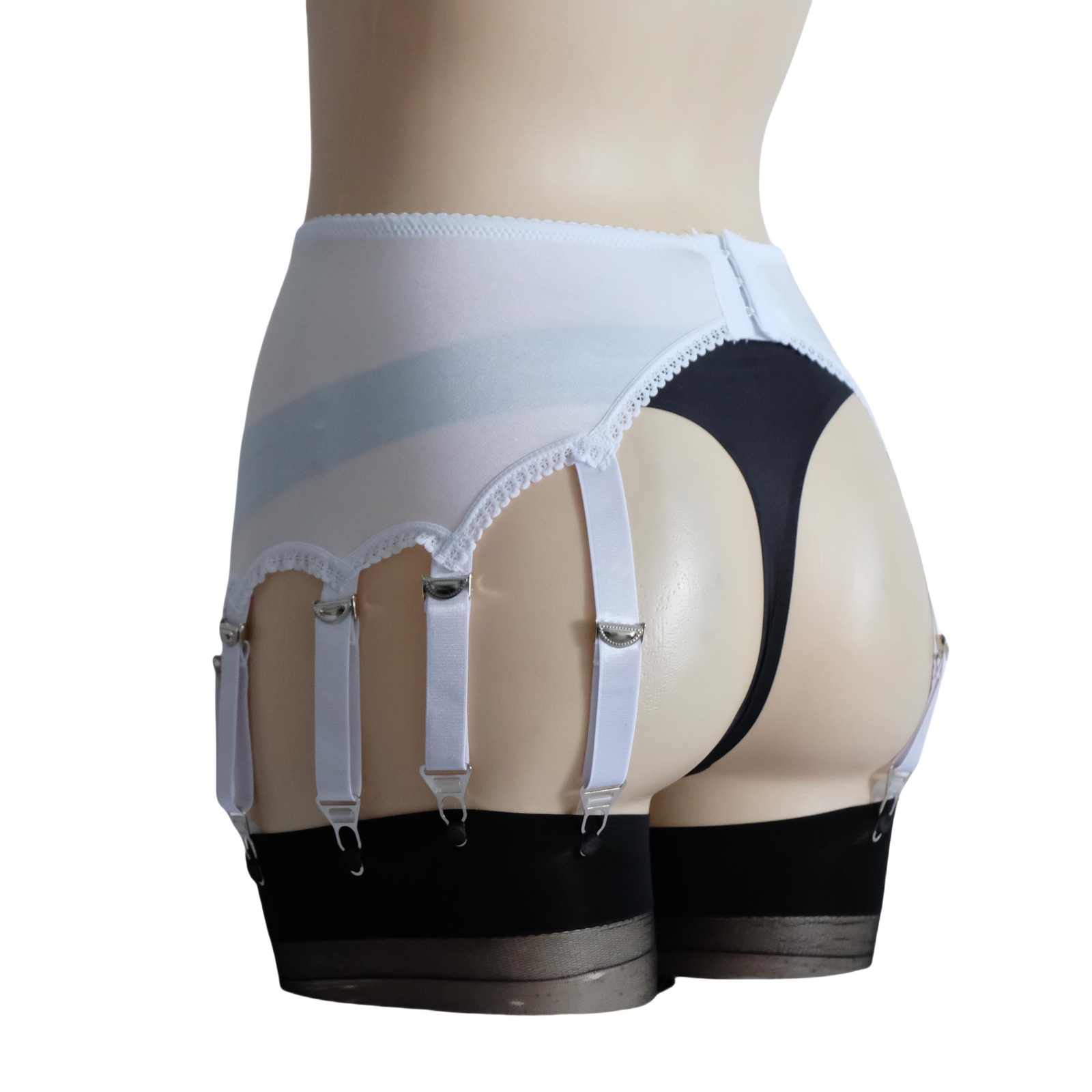 Luxallacki Classic Silky Satin 12 Straps Garter Belt Metal Clips Underwear