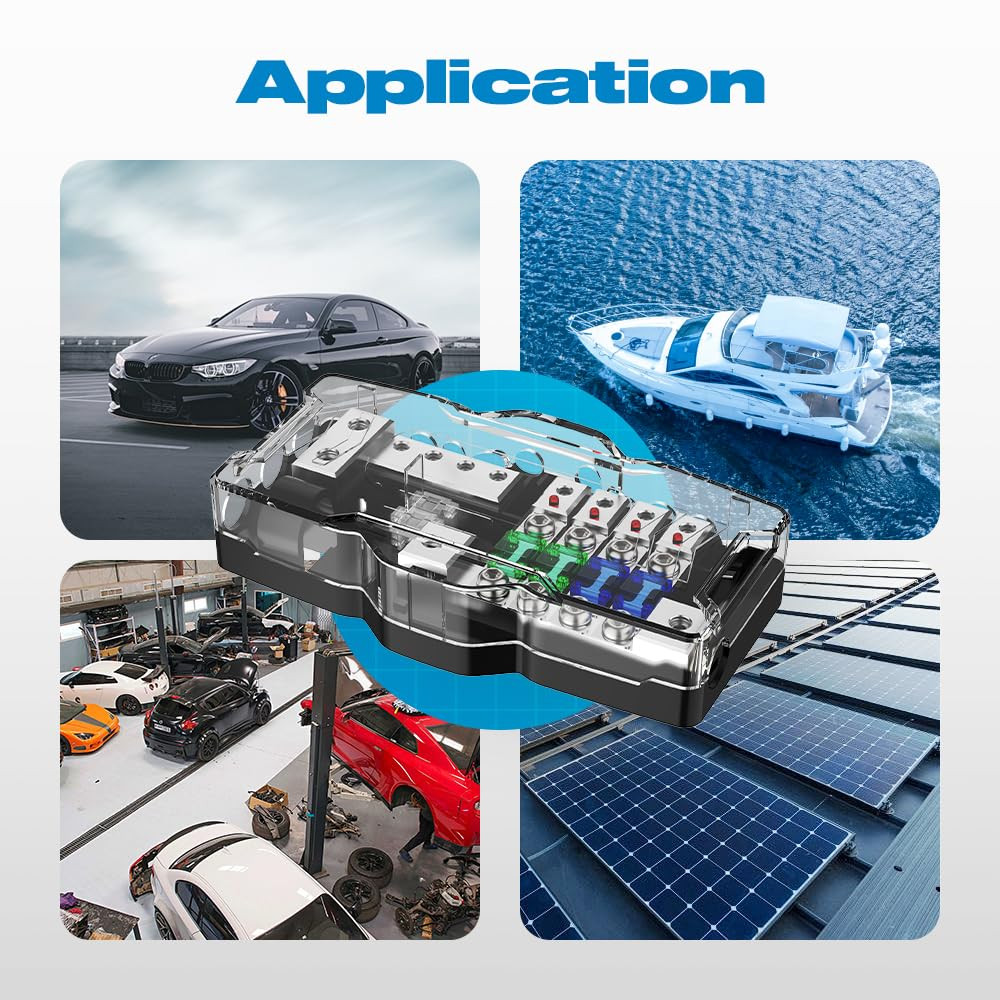 Fused Power Distribution Block Car Audio 4 Way Midi(Mini-Anl) Fuse Block 12V ...