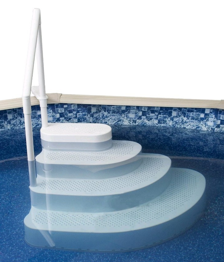 Blue Wave Wedding Cake In Pool Step to Deck System With Liner Pad NE110WH NEW