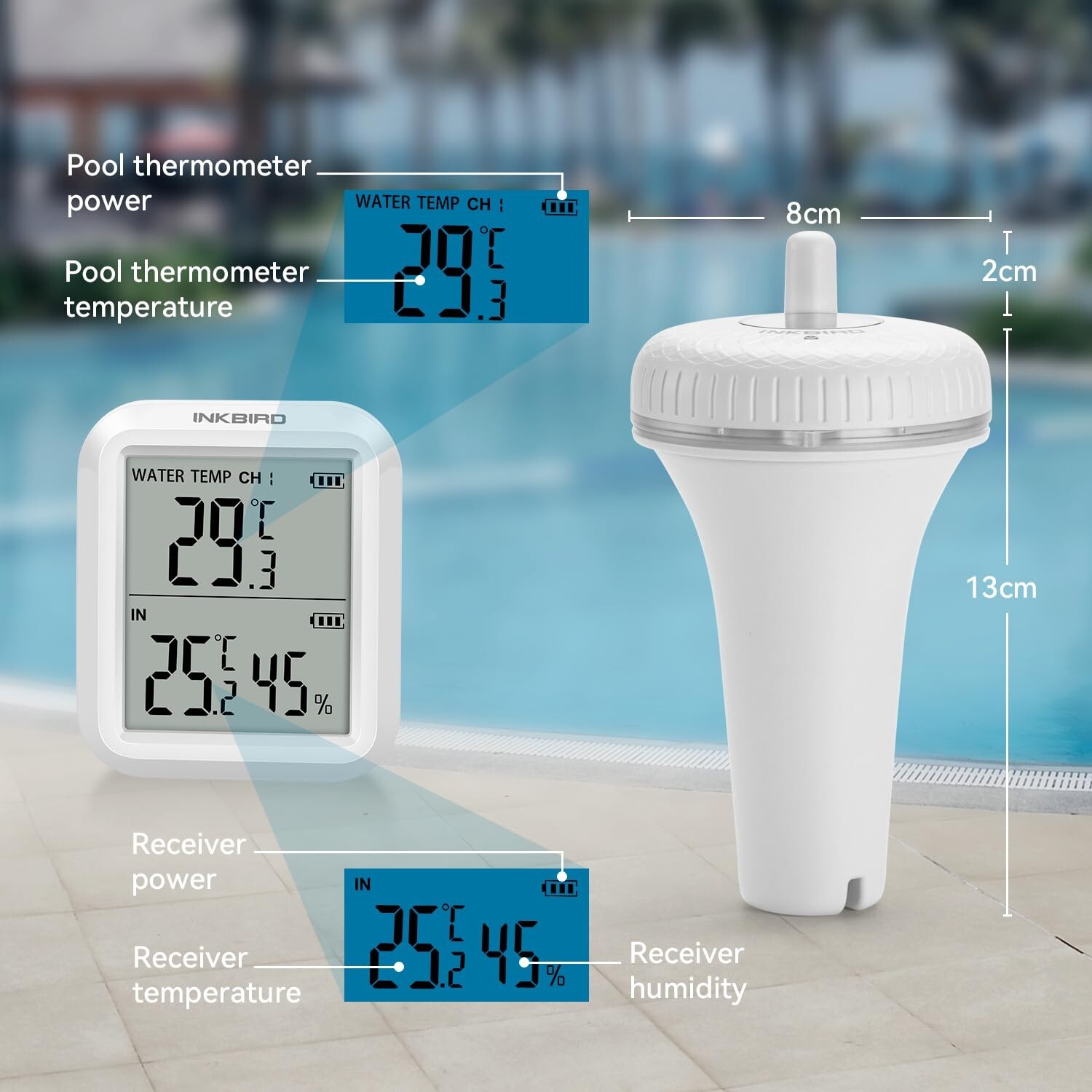 Wireless Pool Thermometer Spa Temperature Gauge Tester Swimming Pond Waterproof