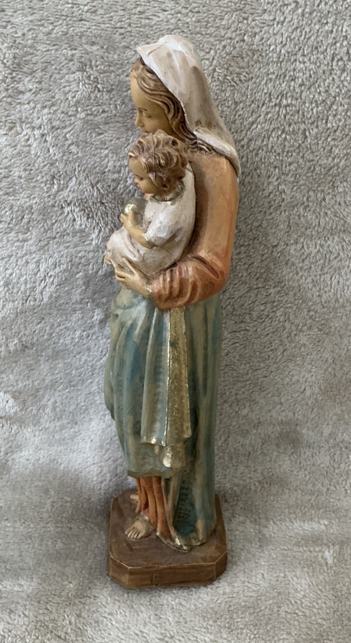Vintage Malsiner Italy Madonna & Child Figurine Virgin Mary & Baby Jesus 9.5"