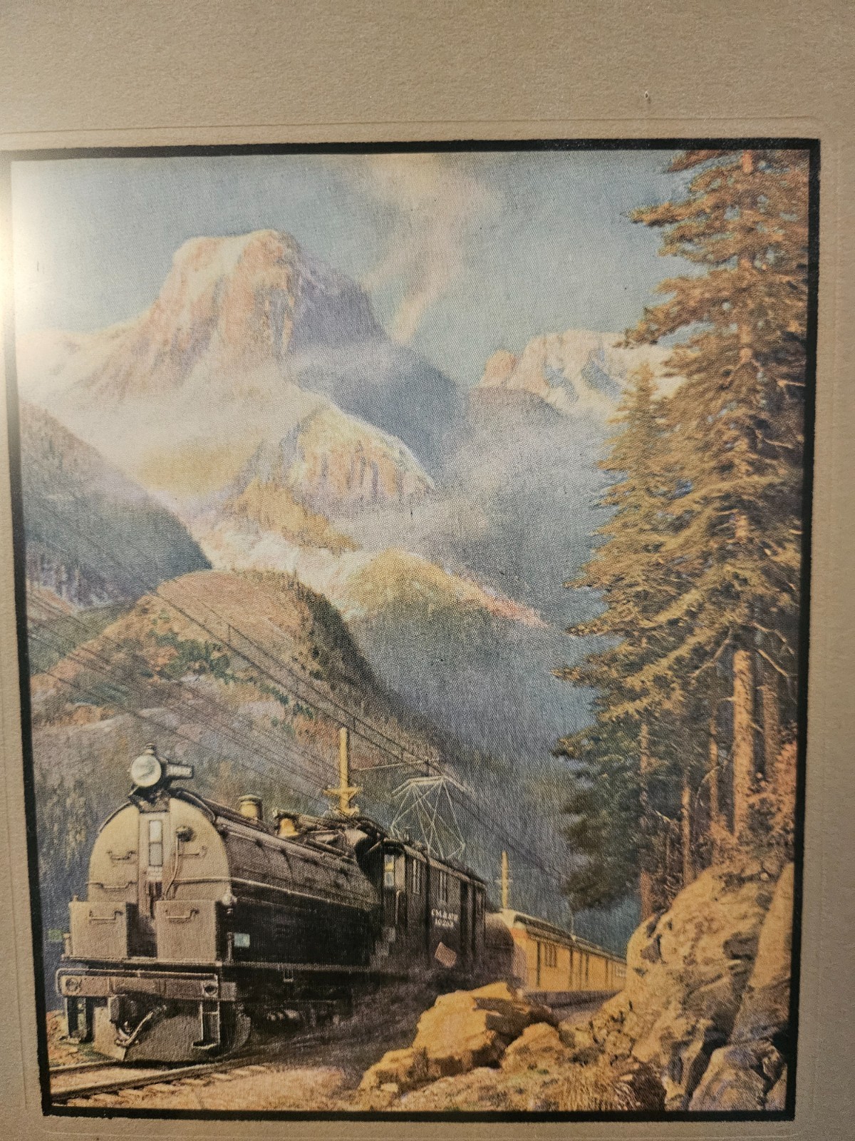 Vintage Pair Framed Railroad Prints 1930's