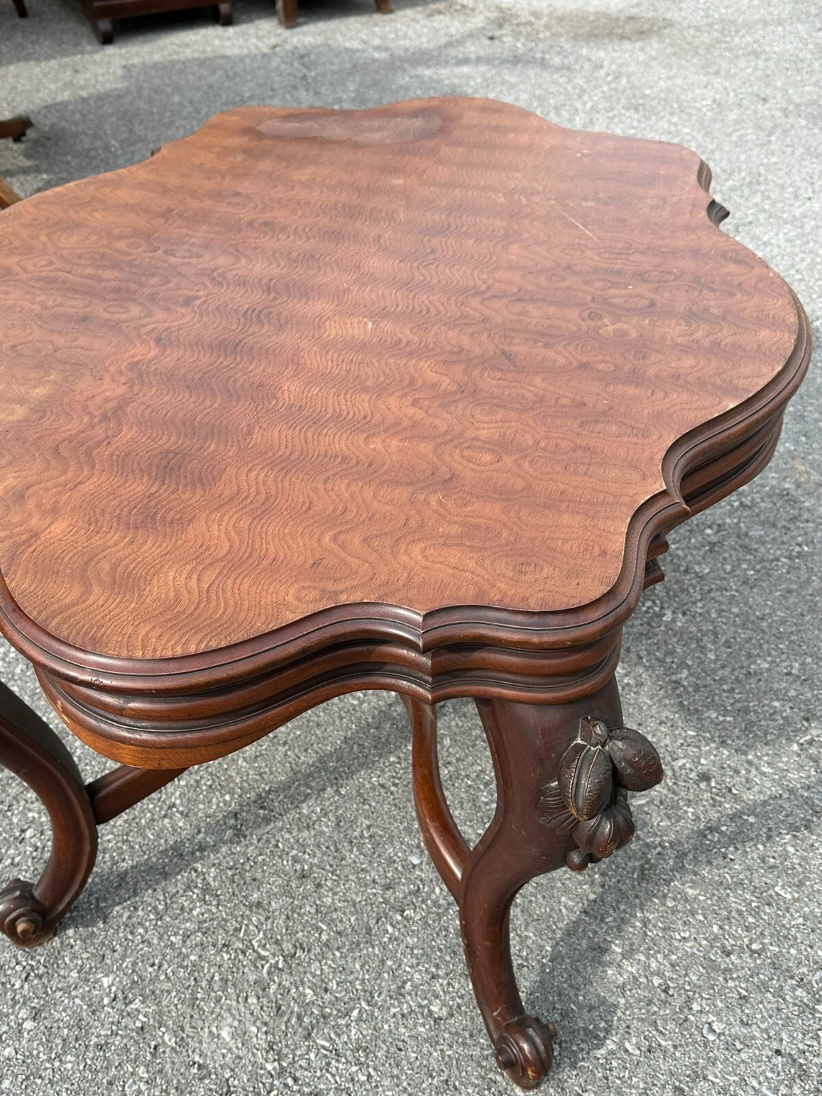 antique carved victorian parlor table center stand 1870 clean turtle top