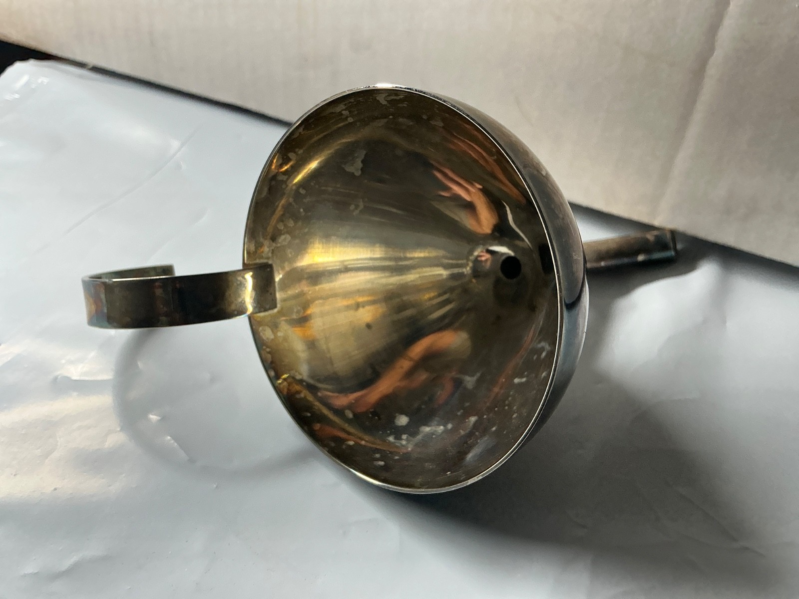 Wine Funnel Italy Silver Plate 6" Curved Spout No Strainer Vintage