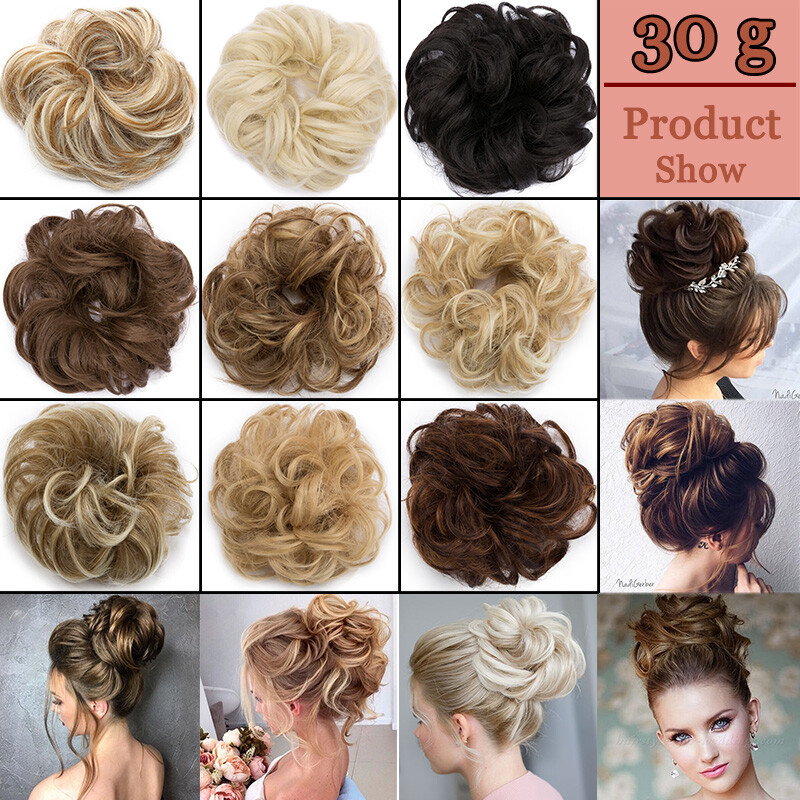 Real Soft Curly Messy Bun Hair Piece Scrunchie 100% Natural Hair Extensions US