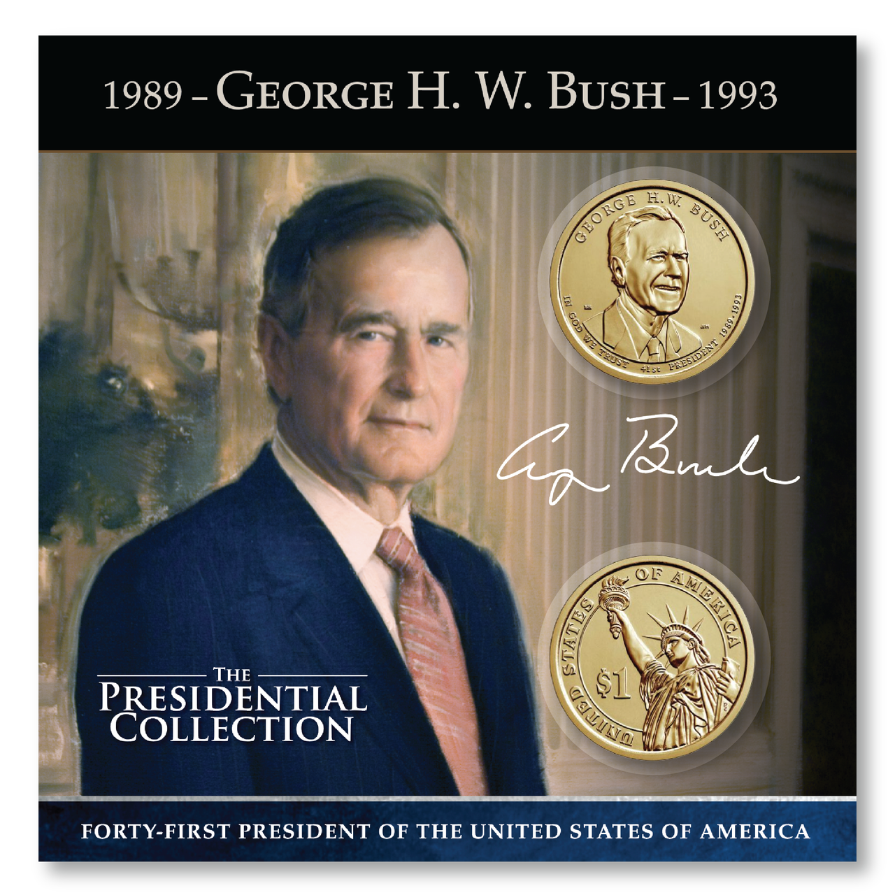 George H.W. Bush Presidential Uncirculated P & D Dollar Coin Collection
