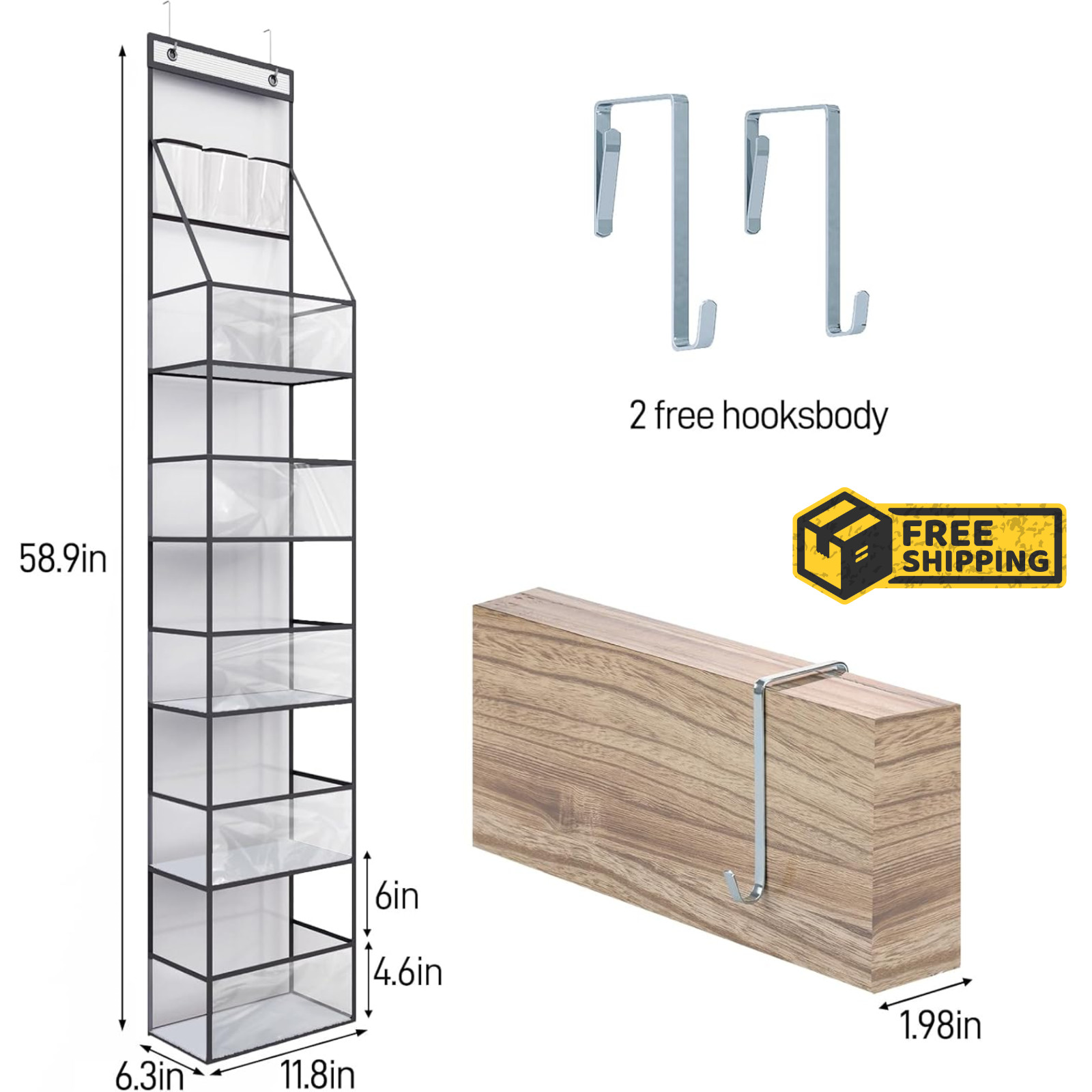 6 Shelf Over The Door Hanging Pantry Organizer Behind The Door Storage Organizer
