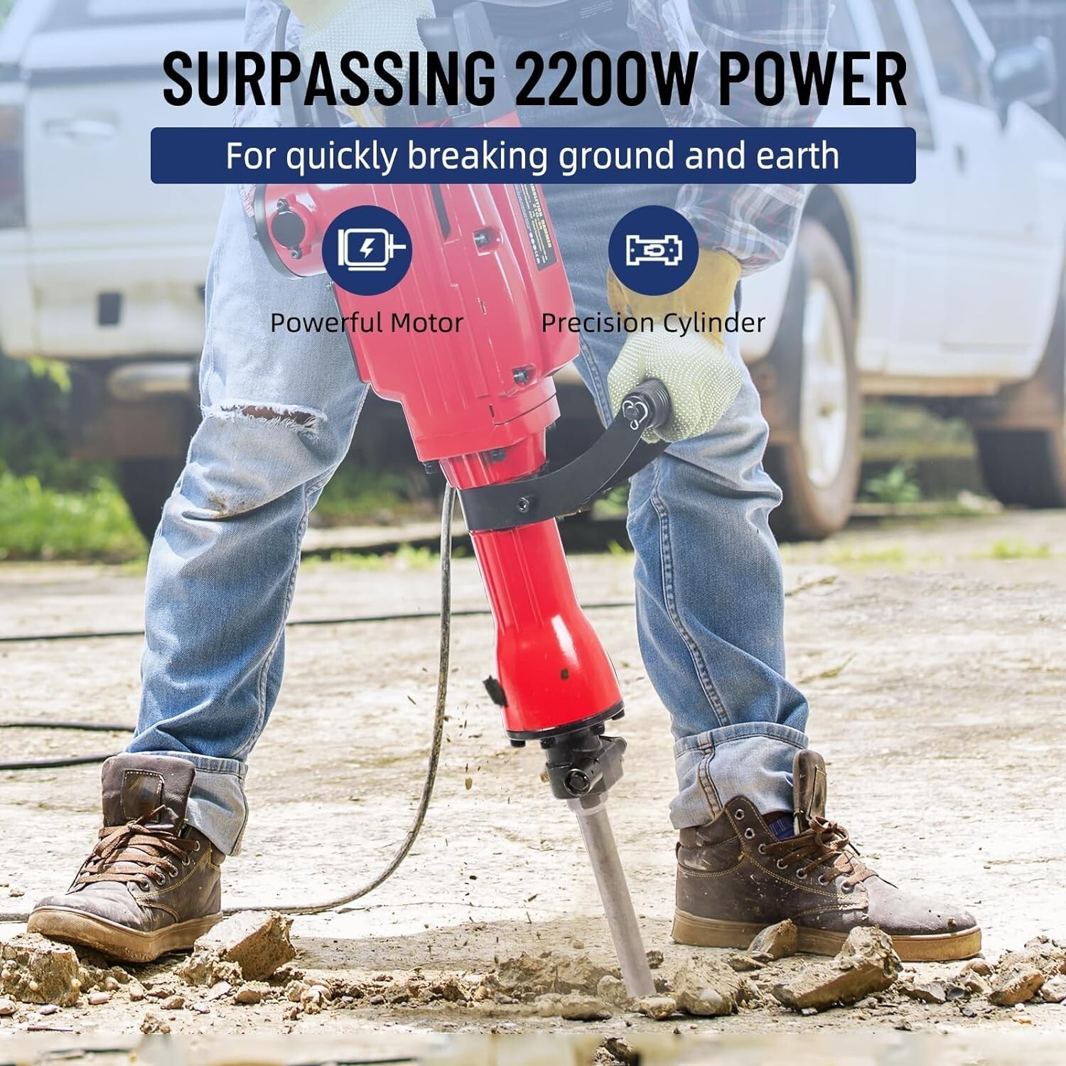 2200W Demolition Jack Hammer Electric Concrete Breaker 1400BPM W/ 6 Chisels Kits