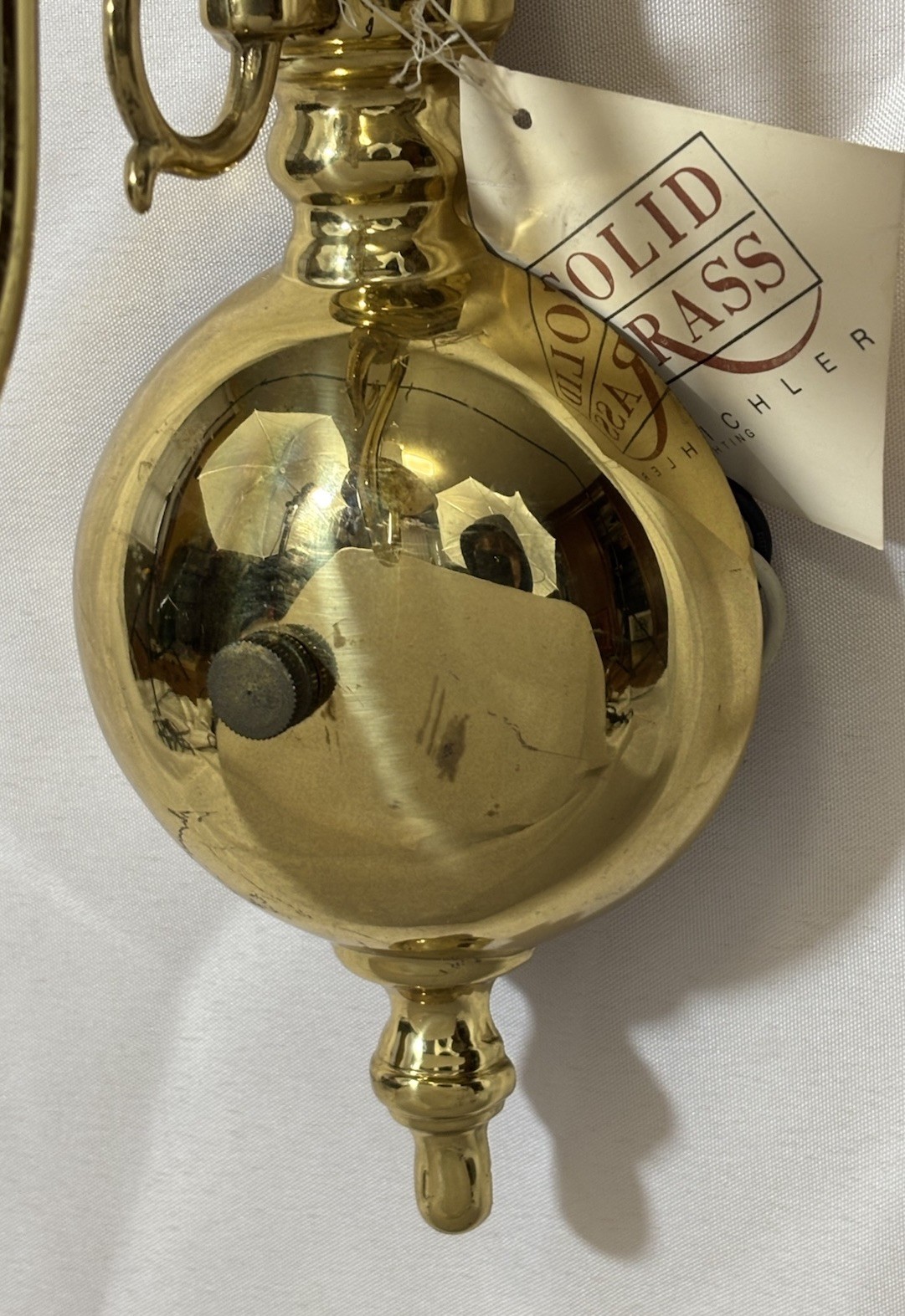 Vintage NOS Kichler Colonial Style Brass Wall Sconce Light Fixture 13.25"H