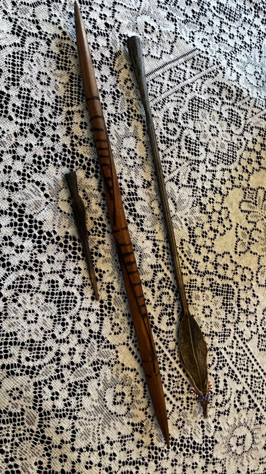Unique hand carved African wooden SPEAR from Kenya Africa 4 pieces 48 in long