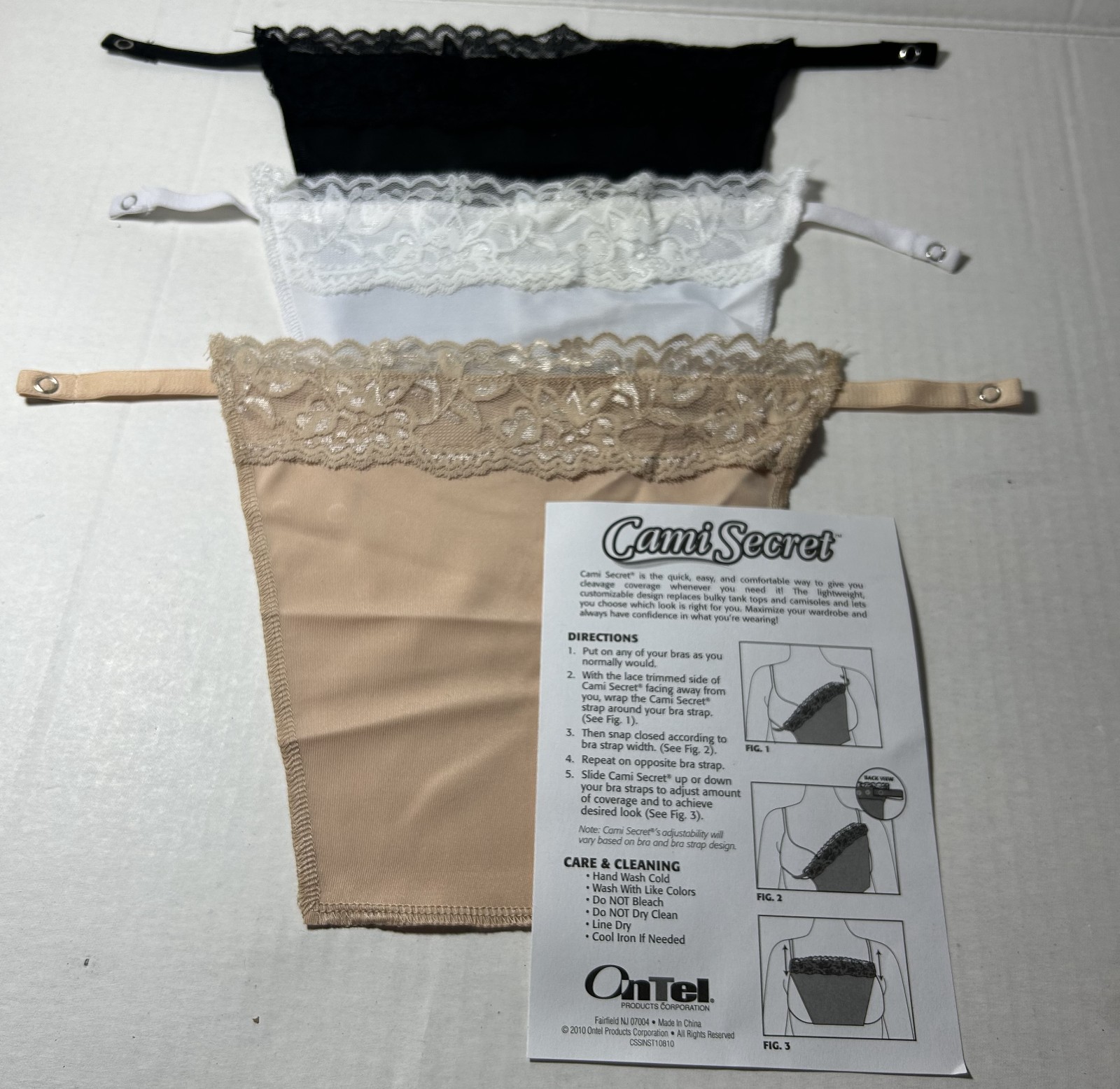 As seen on TV Cami Secret Clip on Camisoles White Black tan Adjustable One Size