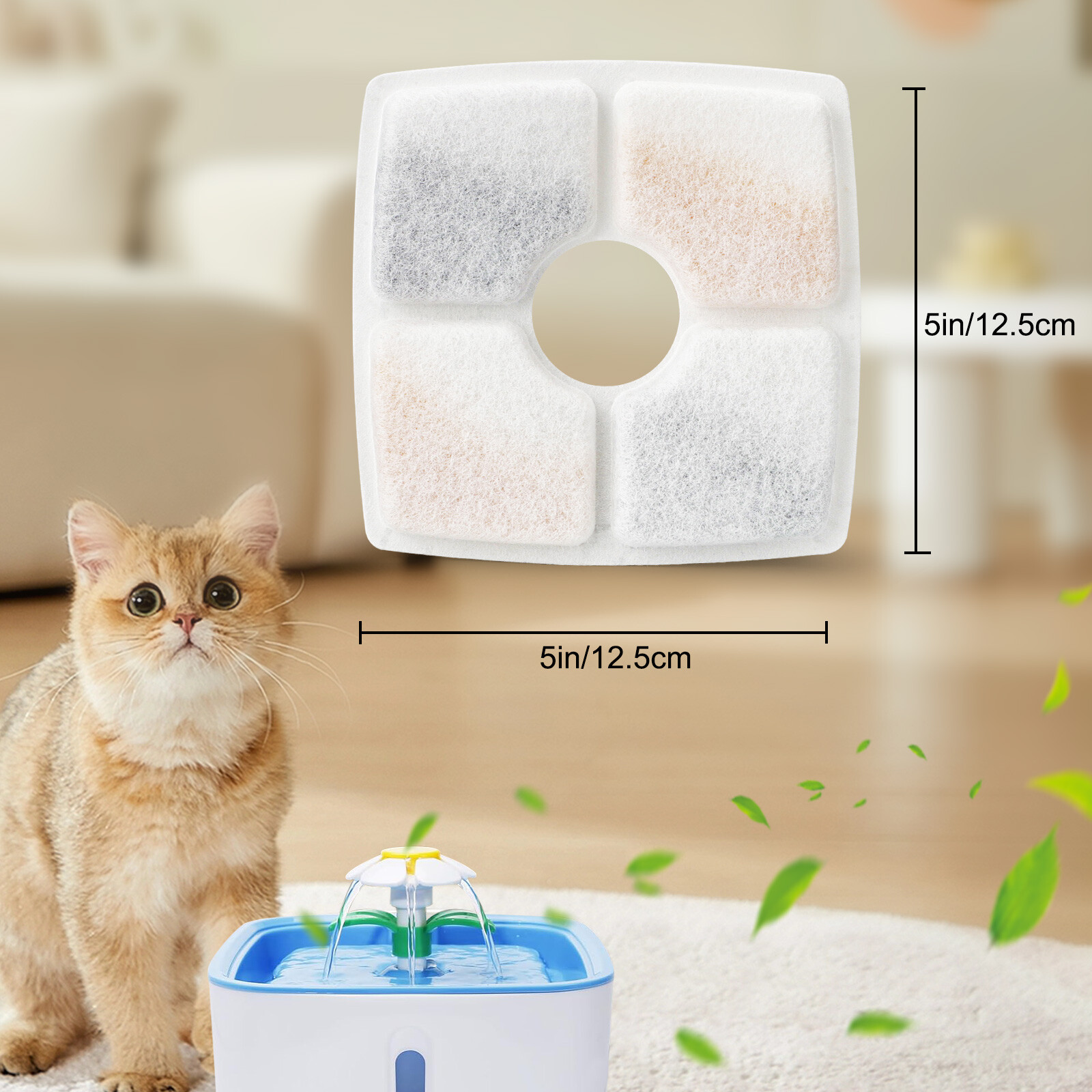 10pcs Cat Water Fountain Filters for Square 84oz Pet Drinking Replacement Filter