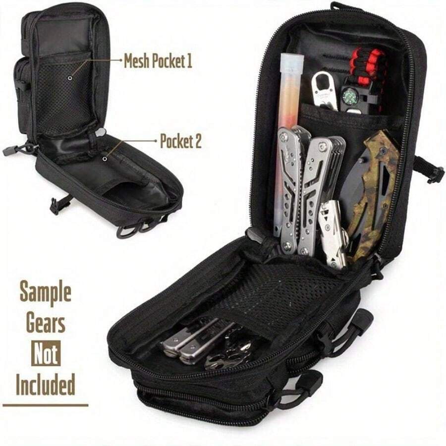 Tactical Molle Zippered Pouch EDC Waist Pack for Hiking