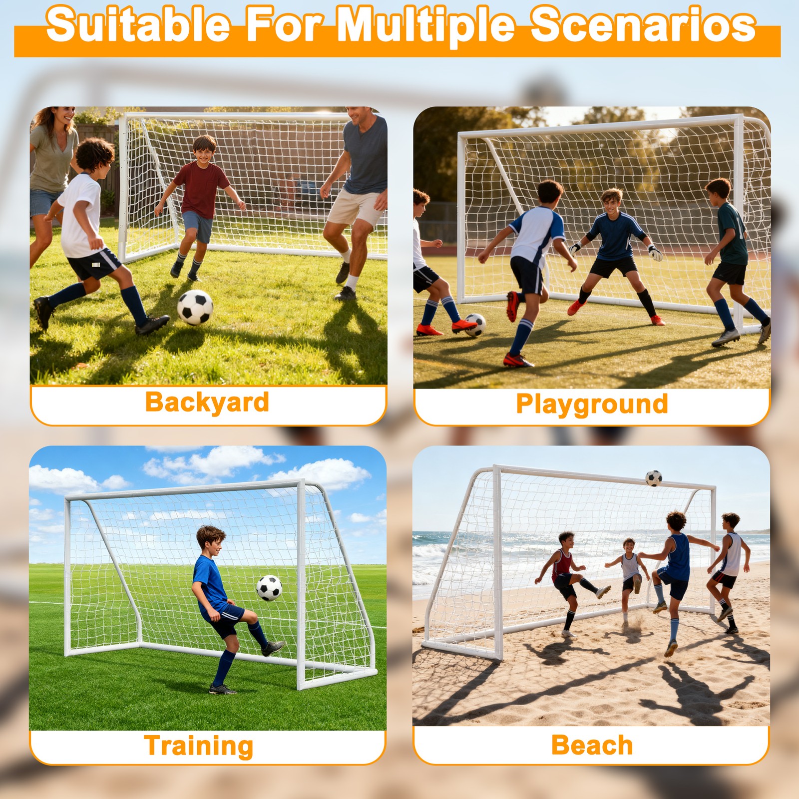 Portable Soccer Goal for Backyard 12x6FT Adults Soccer Net PVC Frame w/Carry Bag