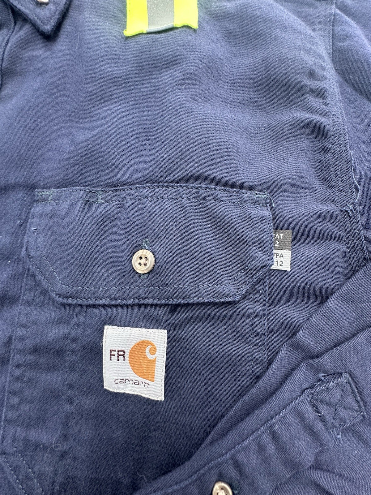 Carhartt FR Hi-Visibility Cotton Work Shirts Large Reg Lot of 2