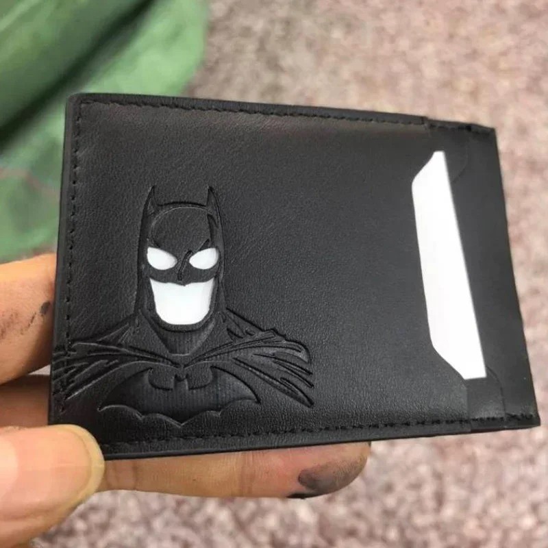 Personalized Leather Bat Wallet Superhero Mask Card Holder Heroic ID Wallet