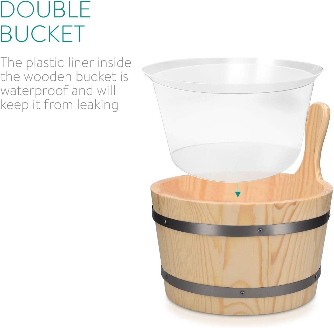 Luxury Sauna Accessory Set: Wooden Bucket, Ladle, and Sand Timer—1.3g Capacity