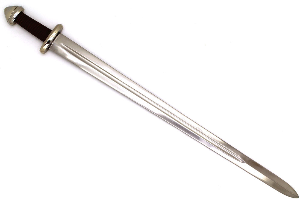 10th Century Full Tang High Carbon Steel Viking Sword w/ Brown Leather Sheath