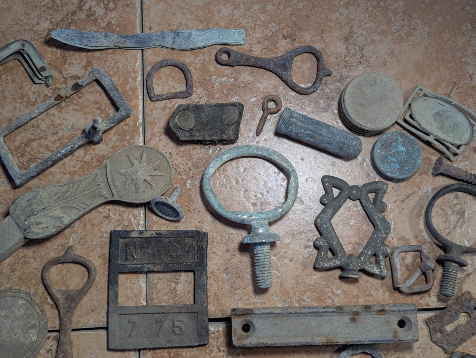 Dug Relics Vintage Iron Door Hardware Buckles Glasses Brass Key Bottle Openers