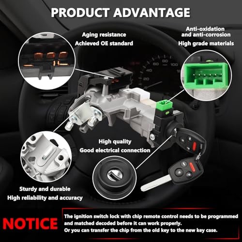 Ignition Switch Lock Cylinder with Key (with Blank Chip) 03-07 Accord