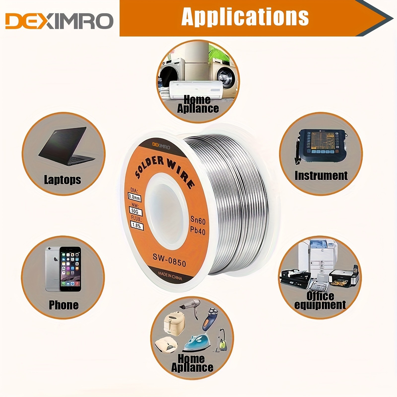 Solder Wire - Sn60/Pb40, 0.8mm Diameter, 50g, Low Melting Point & Fast Soldering