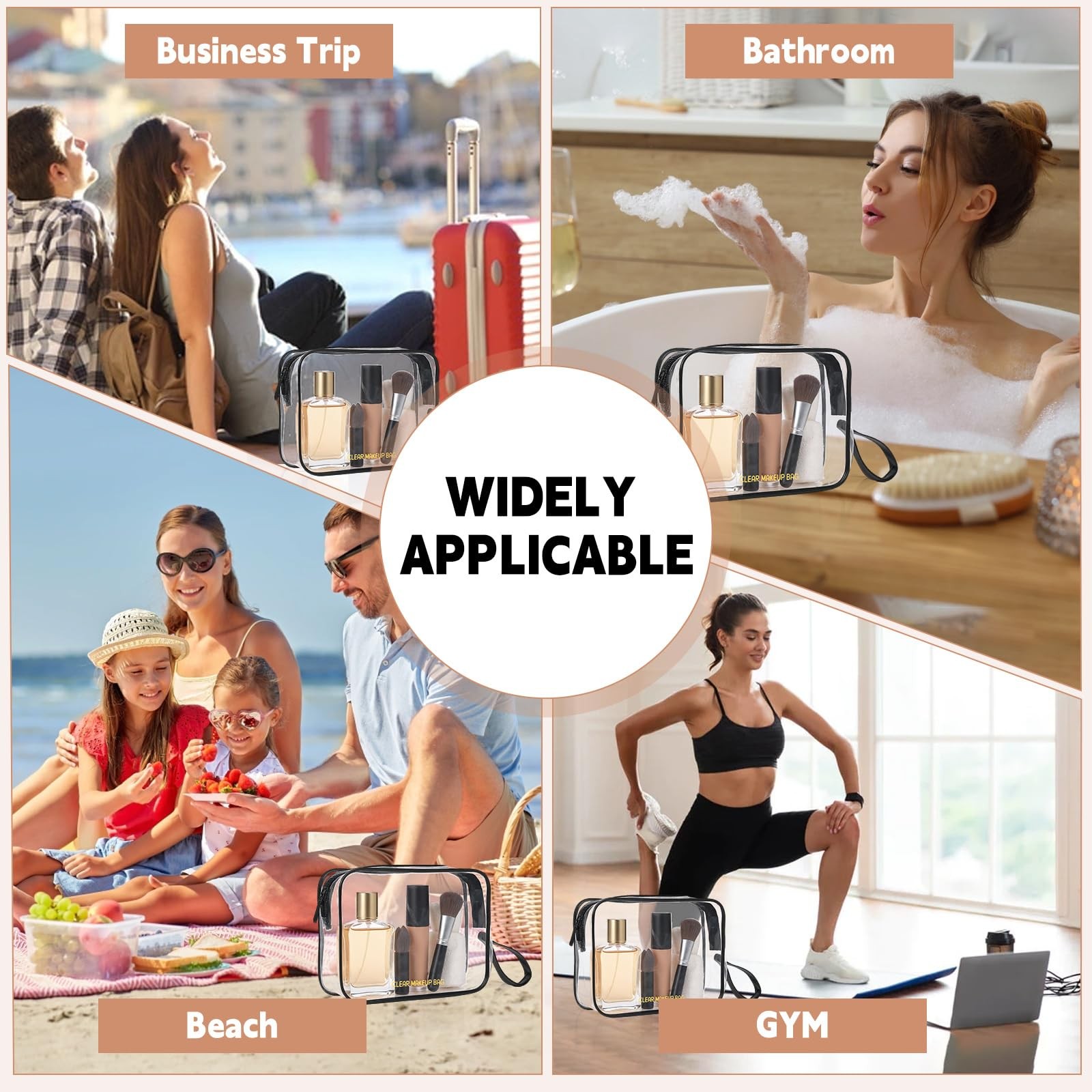 Icramsy Clear Makeup Bag,2 Pack TSA Approved Toiletry Bag Travel Toiletry Bag