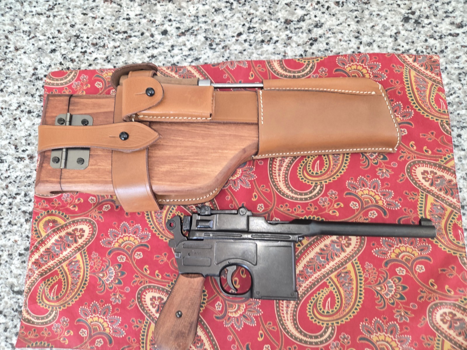 Mauser C96 Broomhandle Rig. Denix Replica Non-Gun.