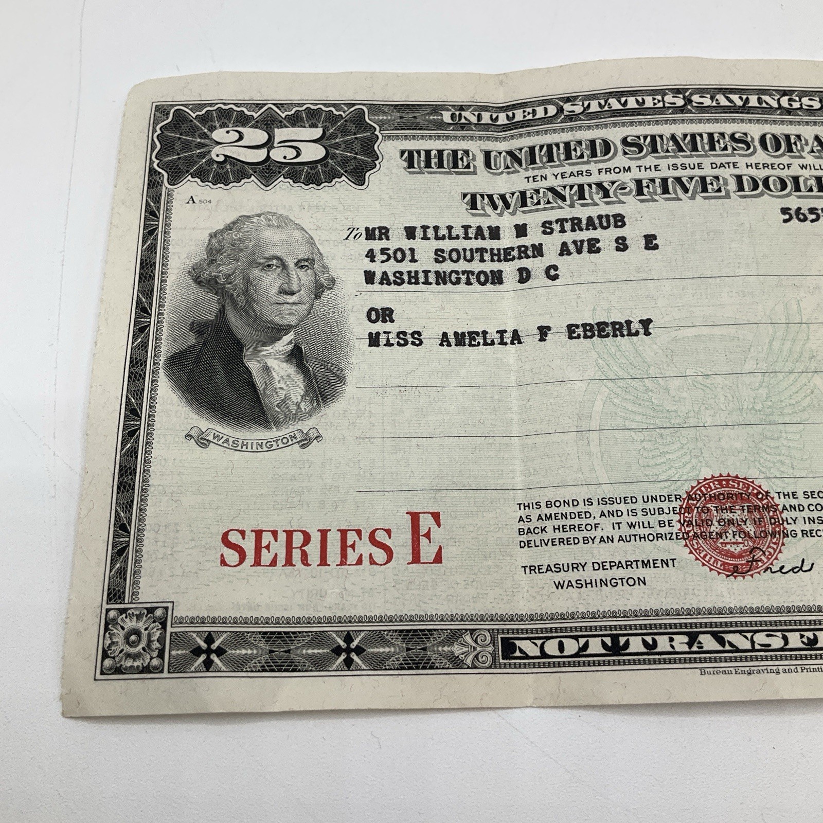 July 16th, 1946 Series E $25 United States Savings Bond US Naval Gun Factory DC