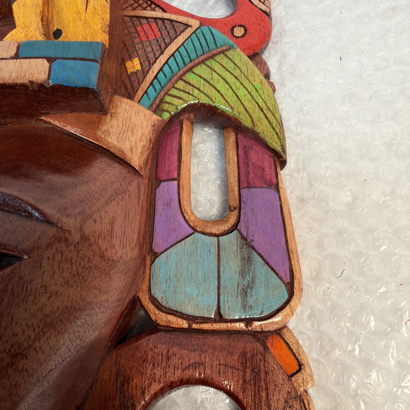 Hand-Carved Wooden Mayan Mask From Mexico