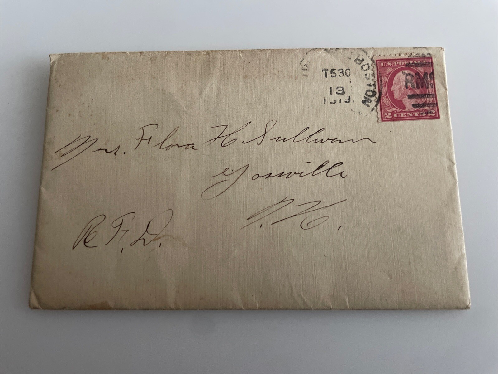 1919 Handwritten letter Flora H Sullivan Portsmouth Maine ME Stamped Envelope