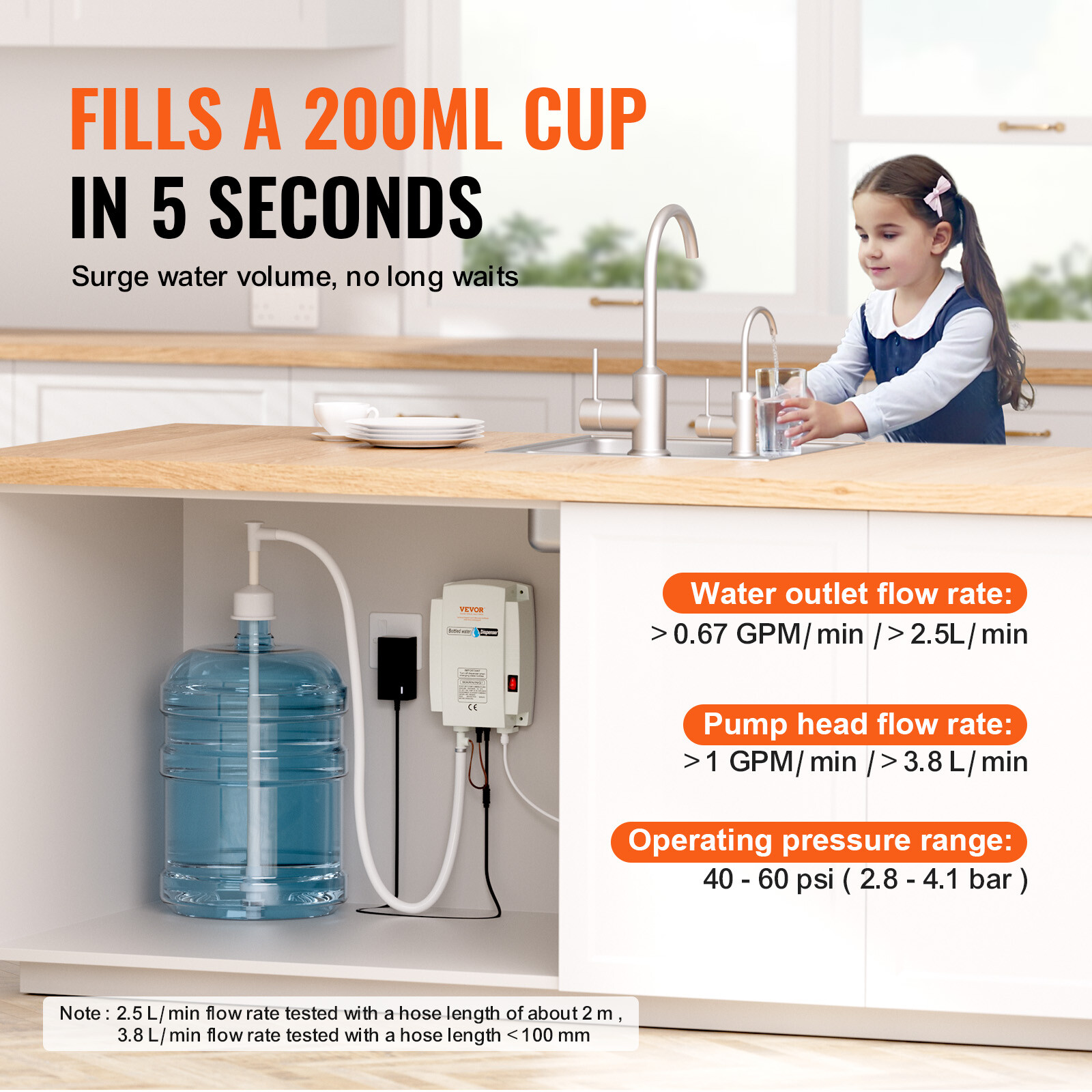 VEVER AC Bottled Water Dispensing Pump System Dispenser Replace Bunn Flojet 110V