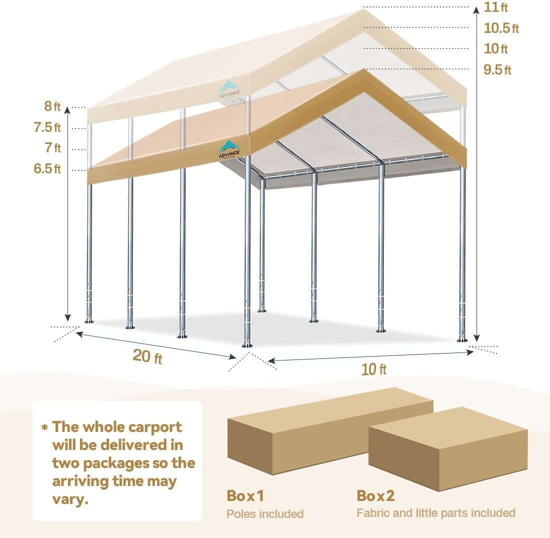 10x20 Adjustable Carport Heavy Duty Outdoor Canopy Shelter Garage Storage Shed