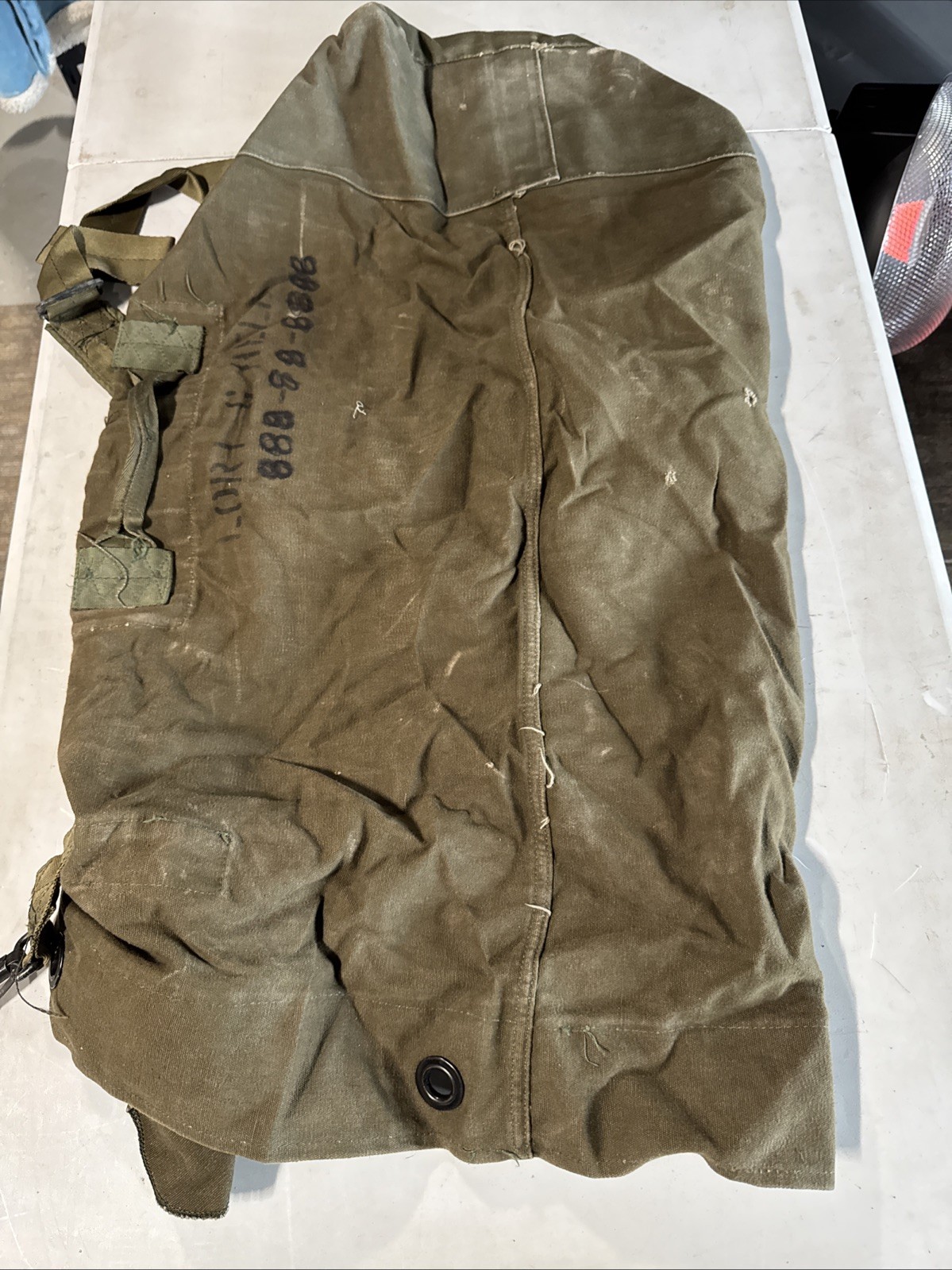 Vintage Military Canvas Duffle Bag US Army Green Carryall Sack Backpack