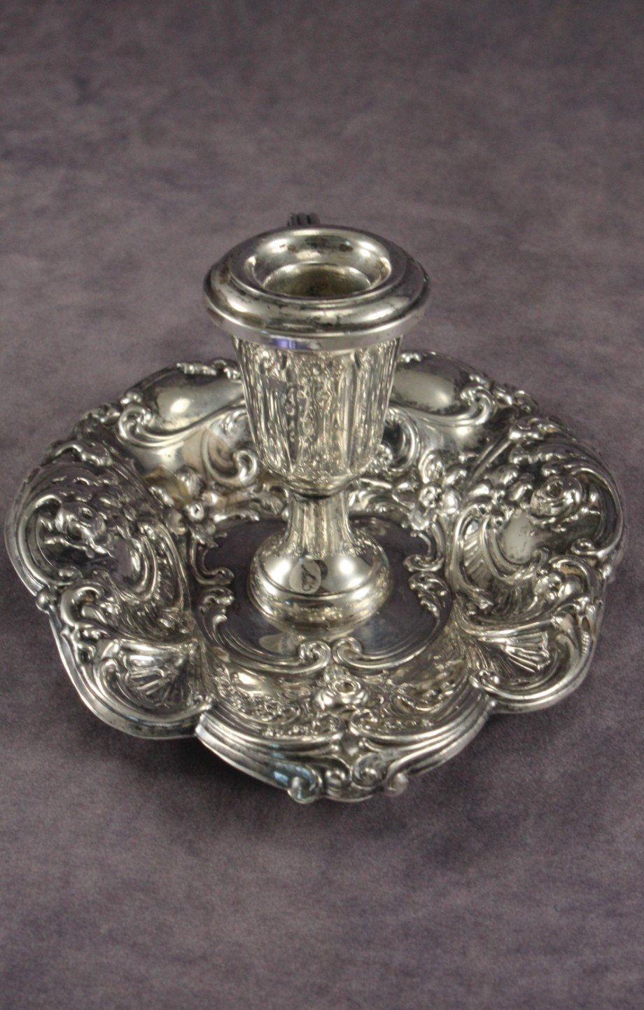 Vintage Gorham 4" Art Nouveau Sterling Silver Repousse Chamber Stick 45g No 324