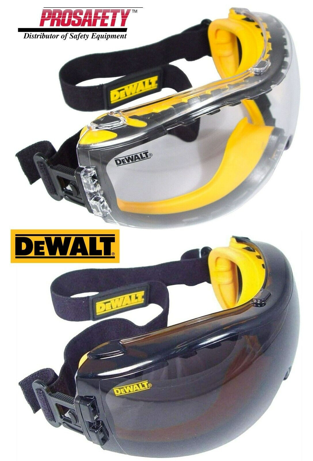 LOT DeWalt CLEAR SMOKE ANTI FOG Protective Over Glasses Safety Goggles ANSI Z87+