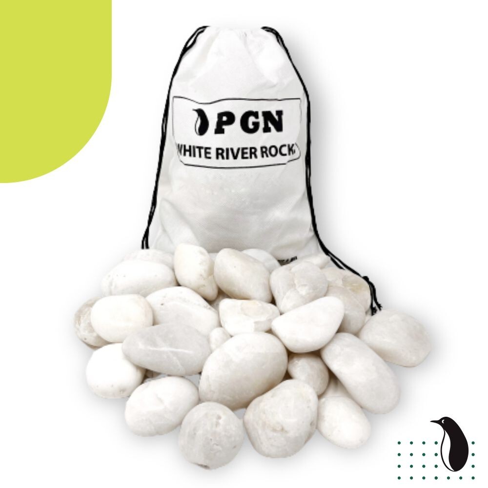 5 lb Decorative White River Rocks Pebbles for Plants Aquarium Stones (1-3")
