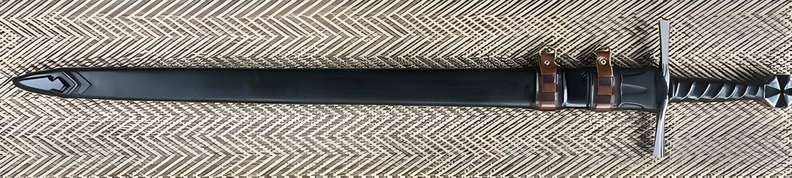 Custom Handmade Teutonic Knight Sword Replica-Medieval Design & Leather Scabbard