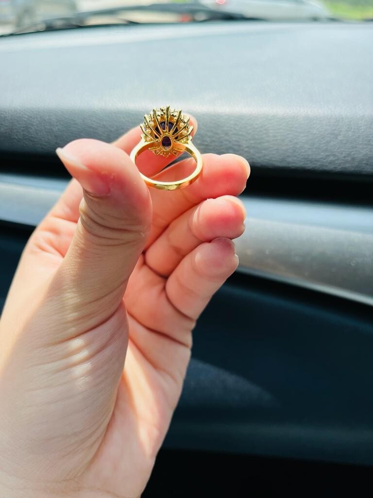 5.50 Ct Real Oval Sapphire & Diamond Diana Princess Ring 14K Solid Yellow Gold 7