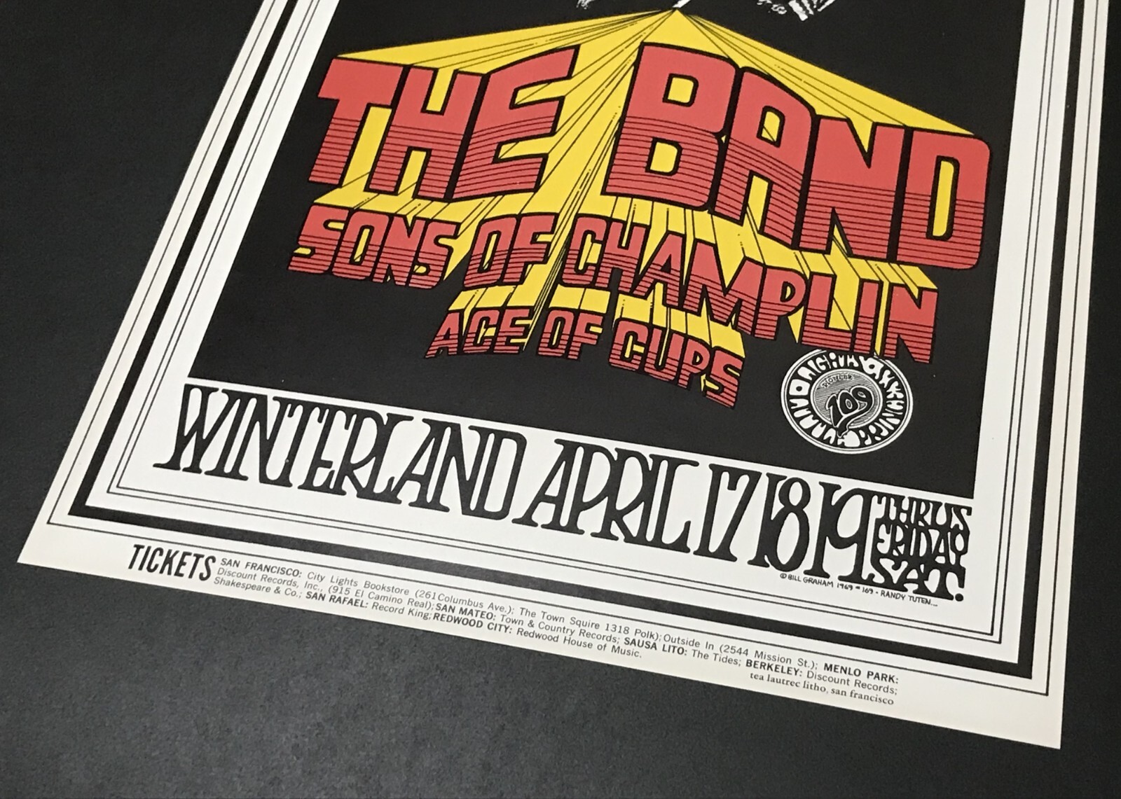 The Band - 1969 Winterland San Francisco, CA - Bill Graham 1st Print Poster